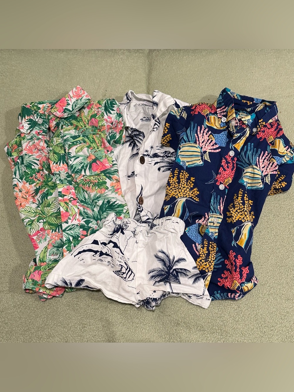 Lot 4 Vacation Hawaiian Shirts Janie Jack Boys’ Toddler Print Shirts + Shorts 2T